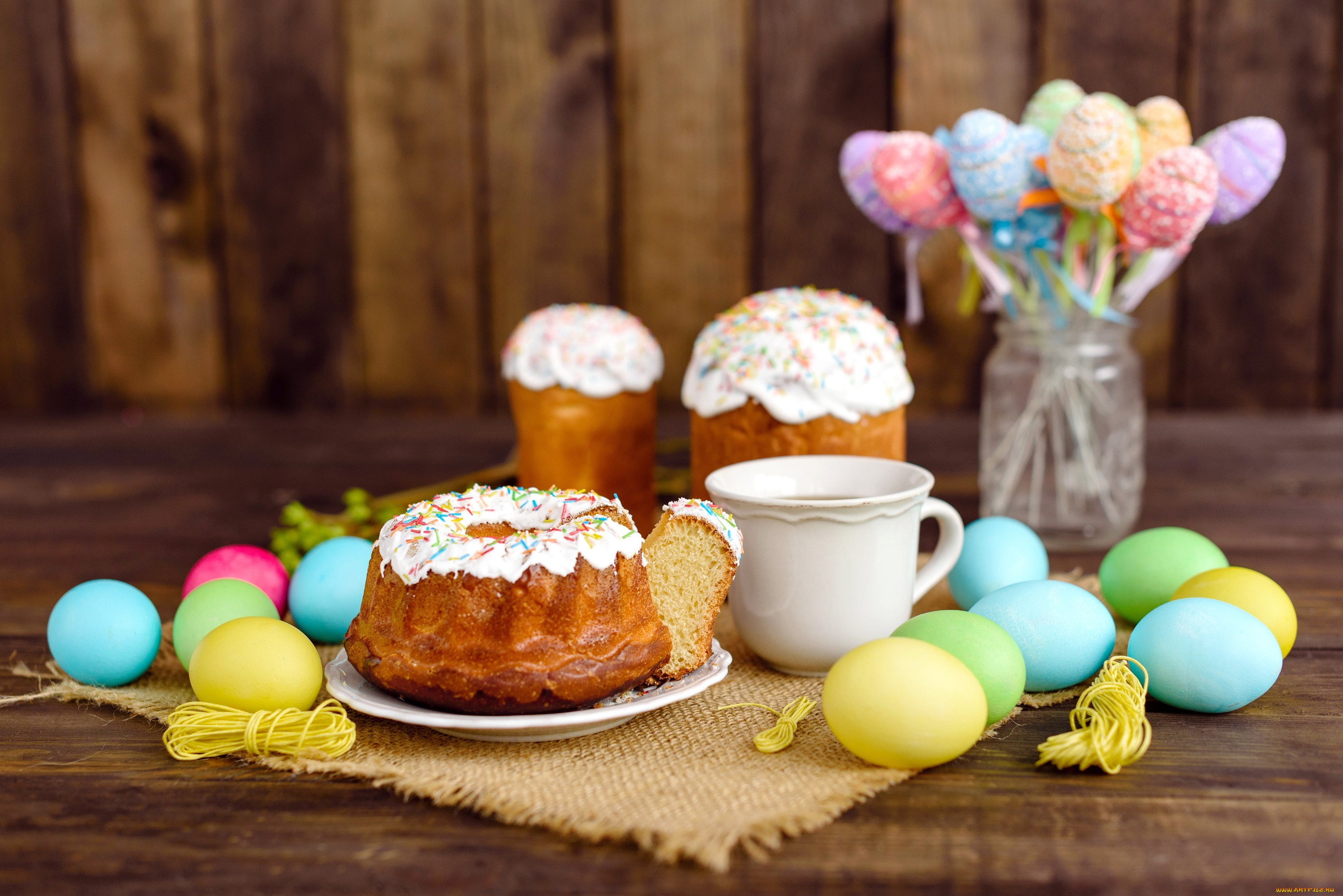, , , colorful, happy, cake, , wood, easter, eggs, decoration